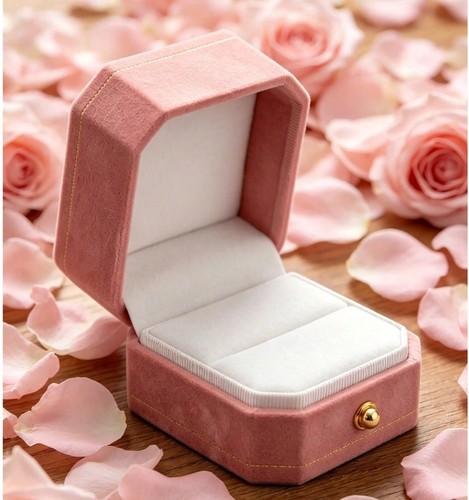Octagon velvet ring box - octagon,