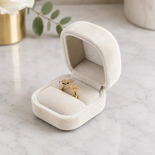 Velvet engagement ring box - velvet,
