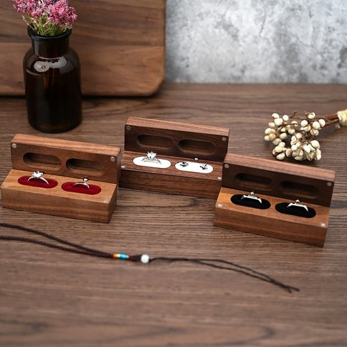 Slot wooden ring box rustic - wooden,