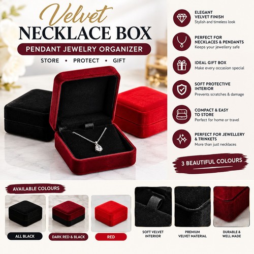 Velvet necklace box pendant - velvet,