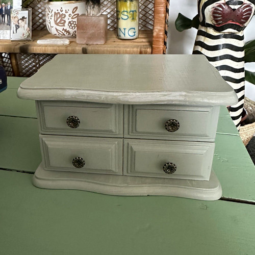 Grey wooden jewellery box - grey,
