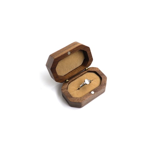 Vintage walnut wooden ring - walnut,