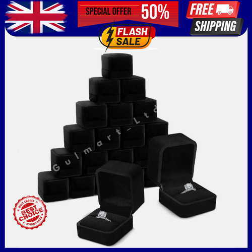 Black velvet ring box - velvet,