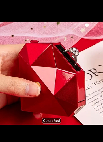 Heart shaped red plastic ring - heart,