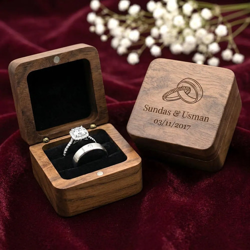 Personalized wooden ring box - wooden,